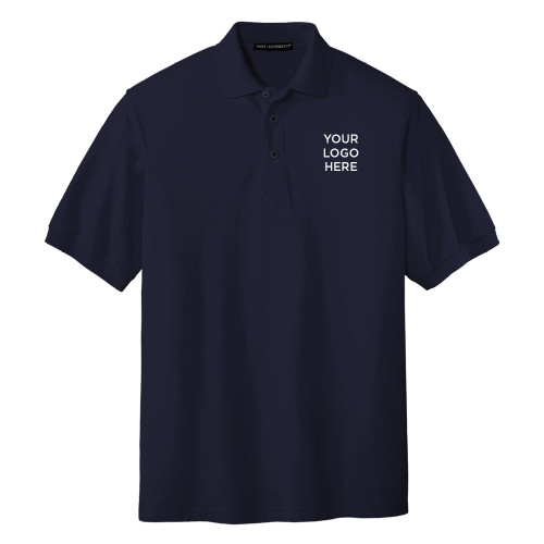 Navy Silk Touch Polo-Blank Logo