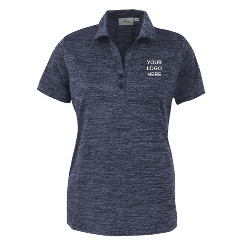 Womens Navy Honeycomb Jacquard Polo-Blank Logo