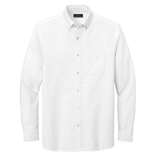Brooks Brothers Mens White Casual Oxford Cloth Shirt-Blank Logo