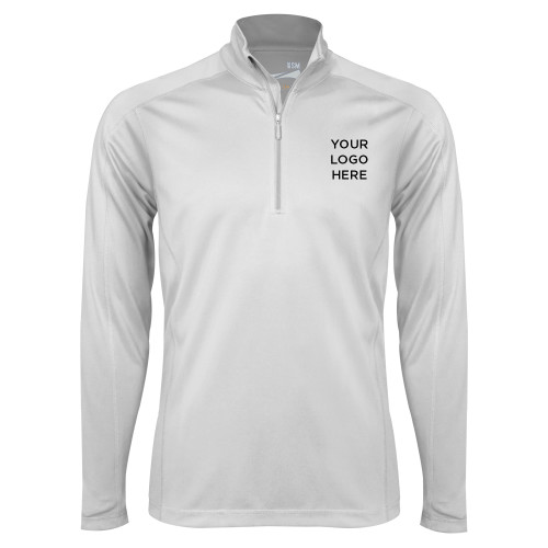 Syntrel White Interlock 1/4 Zip-Blank Logo