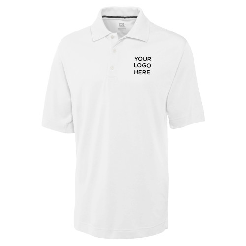 C&B White Advantage TriBlend Pique Polo-Blank Logo