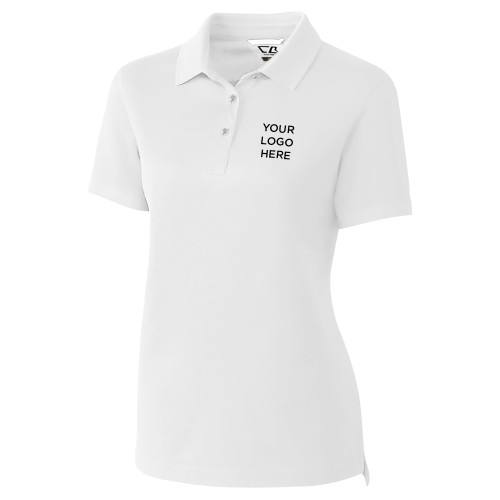 C&B Womens White Advantage Polo-Blank Logo