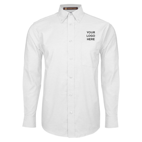 White Oxford Long Sleeve Shirt-Blank Logo