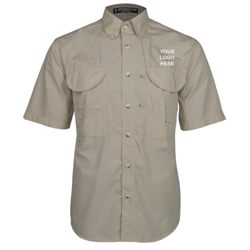 Khaki Fishing Shirt Performance Short Sleeve-Blank Logo