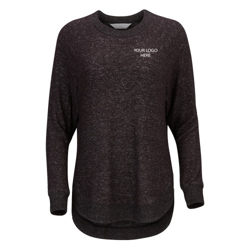 Boxercraft Womens Black Heather Cuddle Oversized Crew-Blank Logo