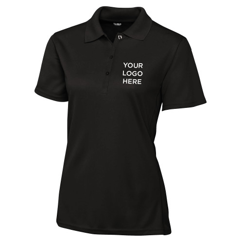 C&B Womens Black Clique Ice Pique Polo-Blank Logo