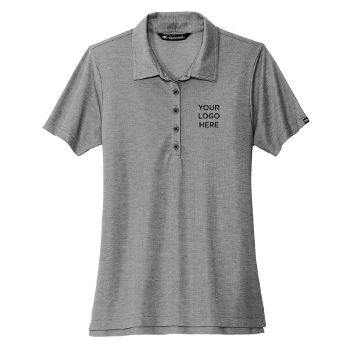 TravisMathew Womens Grey Heather Oceanside Polo-Blank Logo