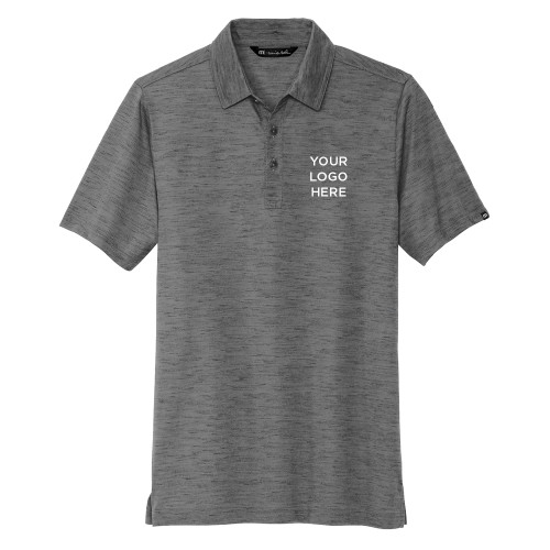 TravisMathew Dark Grey Auckland Slub Polo-Blank Logo
