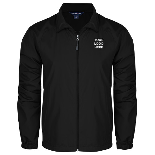 Black Full Zip Wind Jacket-Blank Logo