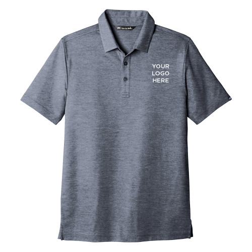 TravisMathew Navy Oceanside Heather Polo-Blank Logo