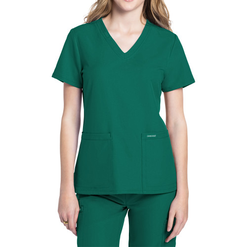 Womens Hunter Green Ultra V Neck Scrub Top-Blank Logo