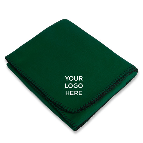 Dark Green Arctic Fleece Blanket-Blank Logo