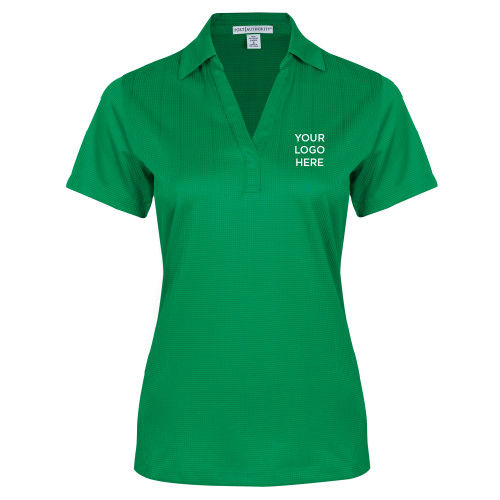 Womens Kelly Green Performance Fine Jacquard Polo-Blank Logo