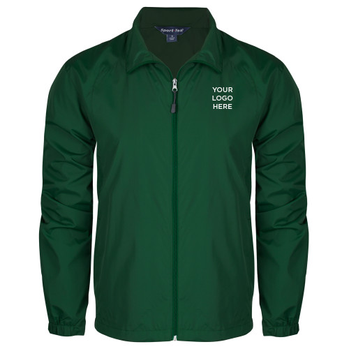 Dark Green Full Zip Wind Jacket-Blank Logo