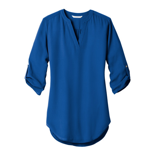 Womens Royal 3/4 Sleeve Tunic Blouse-Blank Logo