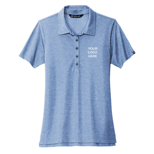 TravisMathew Womens Classic Blue Heather Oceanside Polo-Blank Logo
