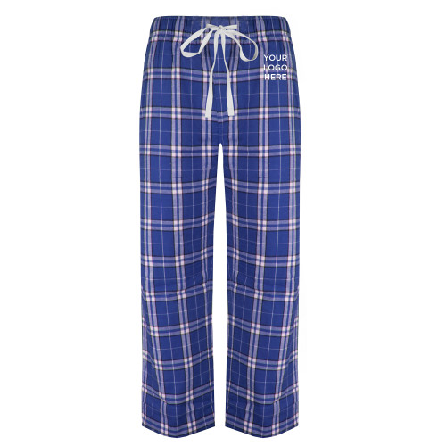 Royal/White Flannel Pajama Pant-Blank Logo