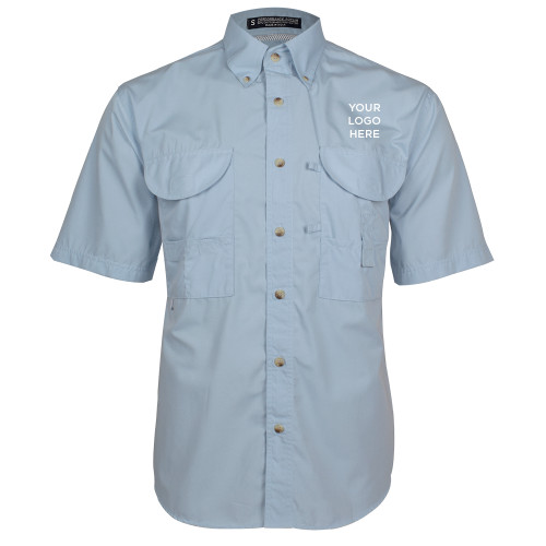 Light Blue Fishing Shirt Performance Short Sleeve -Blank Logo