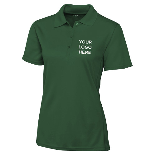 C&B Womens Dark Green Clique Ice Pique Polo-Blank Logo