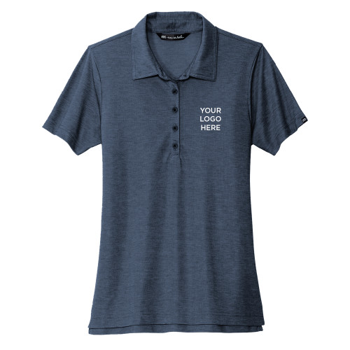 TravisMathew Womens Navy Heather Oceanside Polo-Blank Logo
