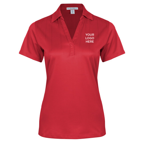 Womens Red Performance Fine Jacquard Polo-Blank Logo
