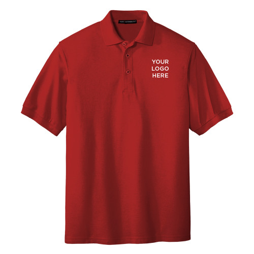 Red Silk Touch Polo-Blank Logo
