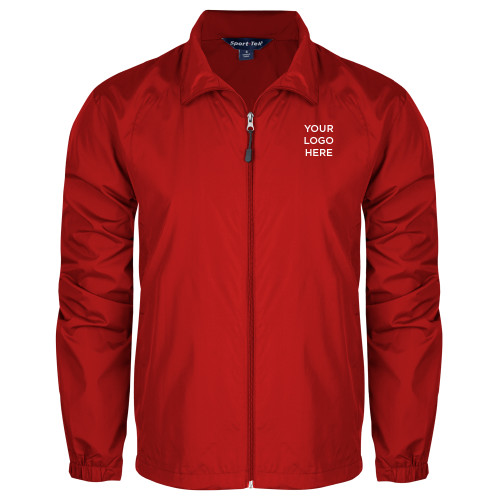 Red Full Zip Wind Jacket-Blank Logo