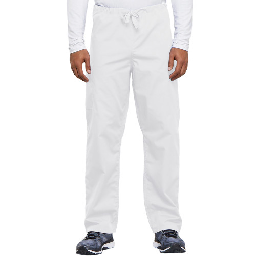 Unisex White WW Originals Drawstring Scrub Pant BLANK-Blank Logo