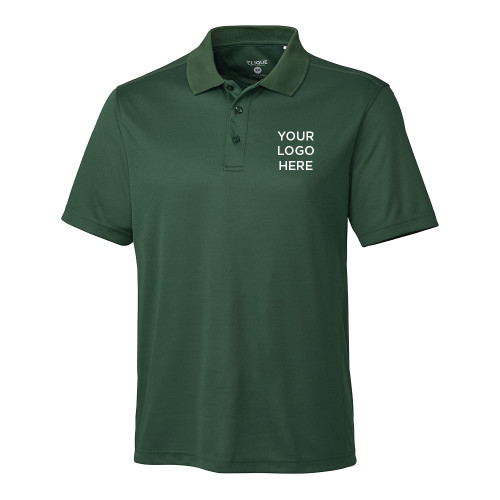 C&B Clique Ice Dark Green Pique Polo-Blank Logo