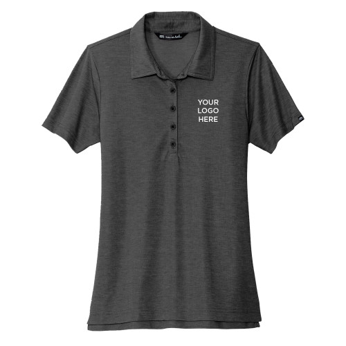 TravisMathew Womens Black Heather Oceanside Polo-Blank Logo