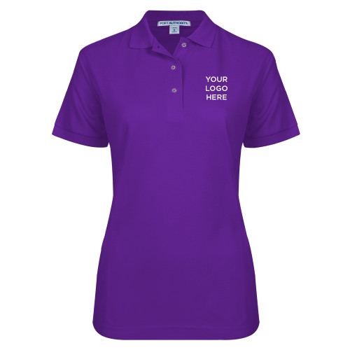 Womens Silk Touch Purple Pique Polo-Blank Logo