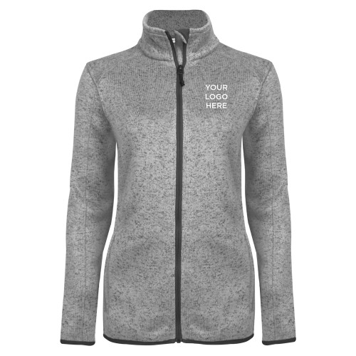 Womens Grey Heather Fleece Jacket-Blank Logo
