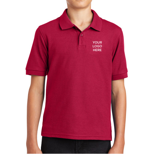 Youth Red Silk Touch Polo-Blank Logo