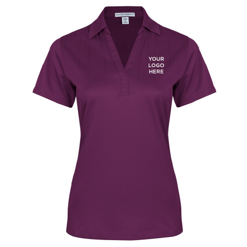 Womens Purple Performance Fine Jacquard Polo-Blank Logo