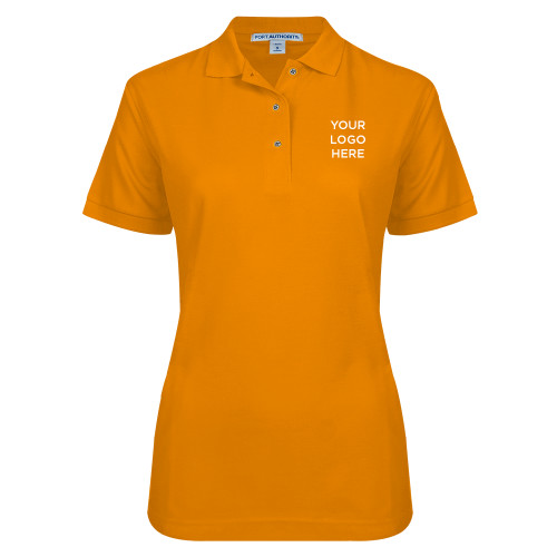Womens Silk Touch Orange Pique Polo-Blank Logo