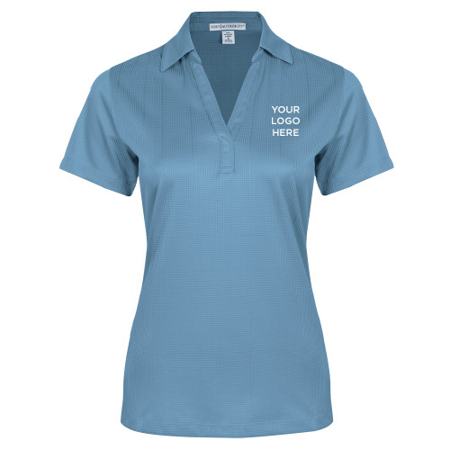 Womens Light Blue Performance Fine Jacquard Polo-Blank Logo