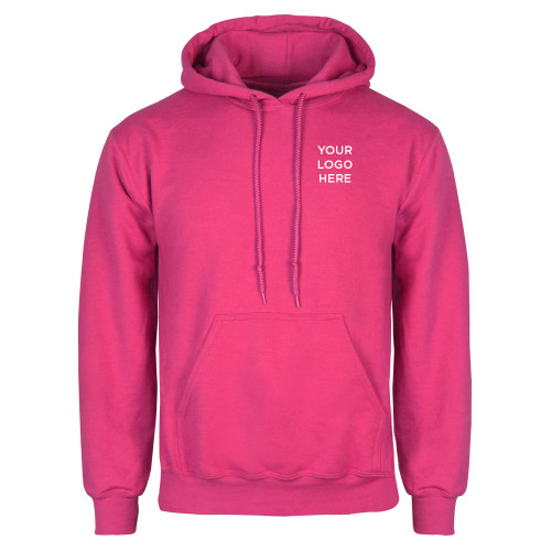 Womens Fuchsia Fleece Hoodie-Blank Logo
