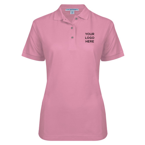Womens Silk Touch Light Pink Pique Polo-Blank Logo