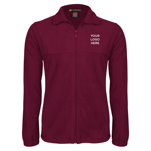 Maroon Fleece Full Zip Jacket-Blank Logo