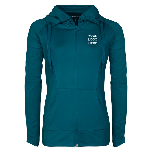Womens Sapphire Sport Wick Stretch Full Zip Jacket-Blank Logo
