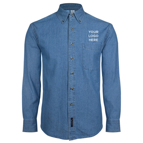 Denim Shirt Long Sleeve-Blank Logo