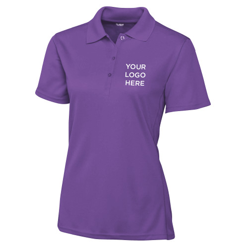 C&B Womens Purple Clique Ice Pique Polo-Blank Logo