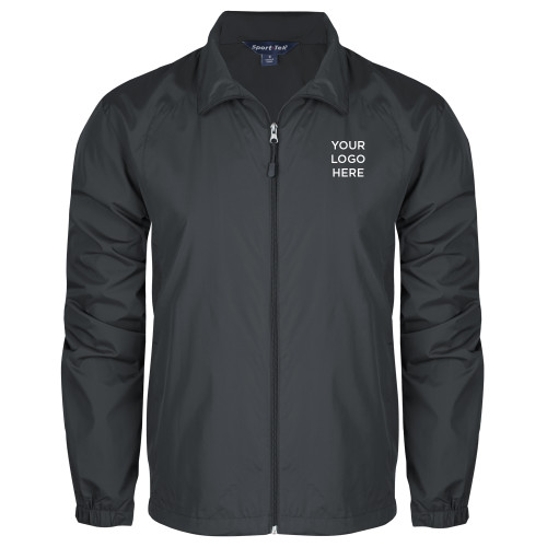 Charcoal Full Zip Wind Jacket-Blank Logo