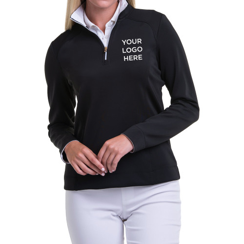 Fairway & Greene Black Wells 1/4 Zip-Blank Logo