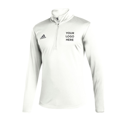 Adidas White Entrada 1/4 Zip-Blank Logo