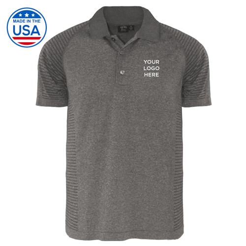 Heather Grey Body Mapping Polo-Blank Logo