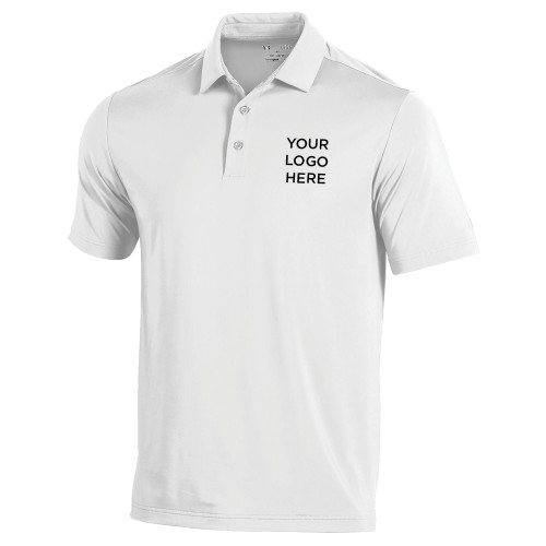 Under Armour White T2 Performance Polo-Blank Logo