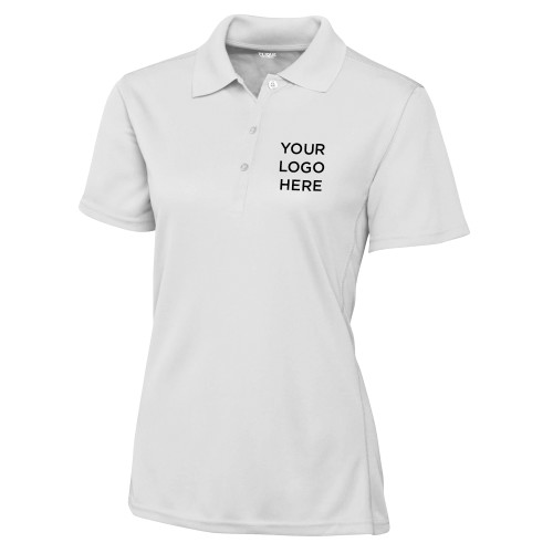 C&B Womens White Clique Ice Pique Polo-Blank Logo