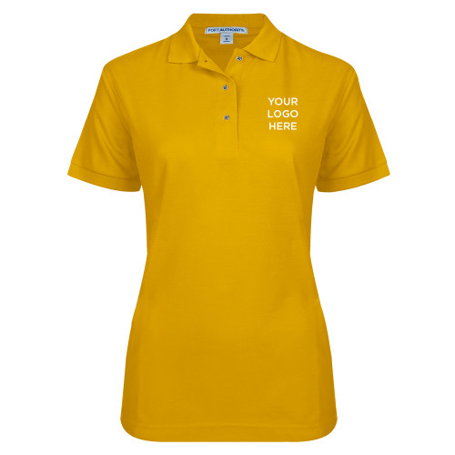Womens Silk Touch Gold Pique Polo-Blank Logo