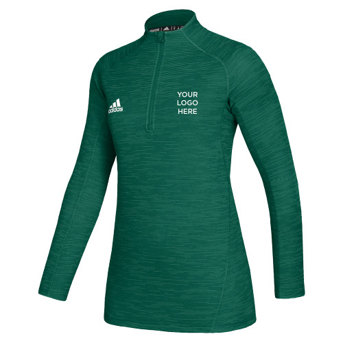 Adidas Womens Dark Green Game Mode 1/4 Zip-Blank Logo